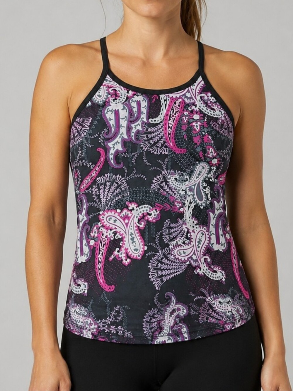 Athleta Pavitra Paisley Gray Tank Top